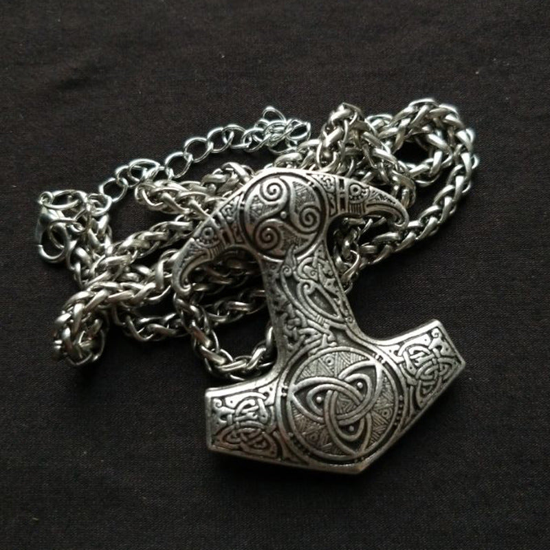 Raven King Necklace: Authentic Norse Men's Jewelry, Hammer of Thor Pendant