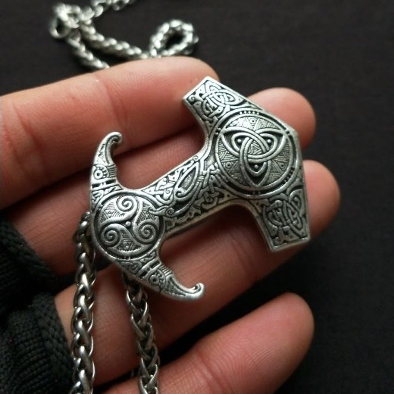 Raven King Necklace: Authentic Norse Men's Jewelry, Hammer of Thor Pendant