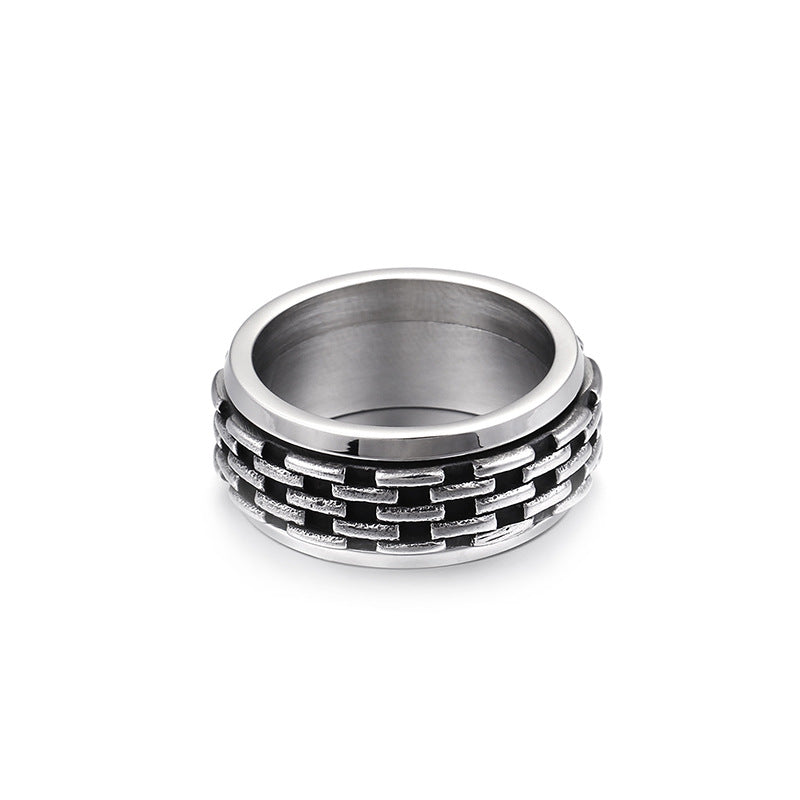 Personalized Retro Punk Titanium Steel Rings for Men - Trendy Woven Jewelry