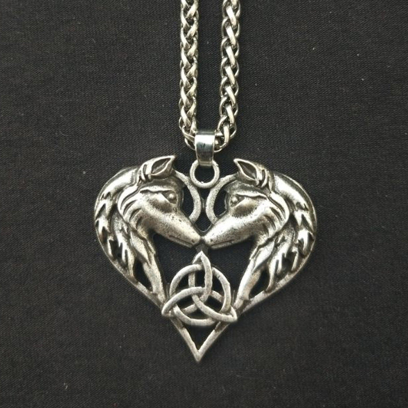 Enchanted Love Pendant Necklace for Couples - Viking Wolf Alloy Necklace