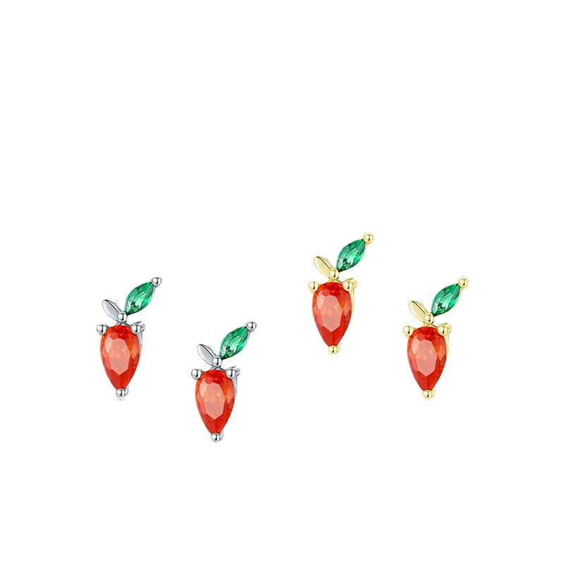 Sterling Silver Genie Radish Earrings with Zircon Gem