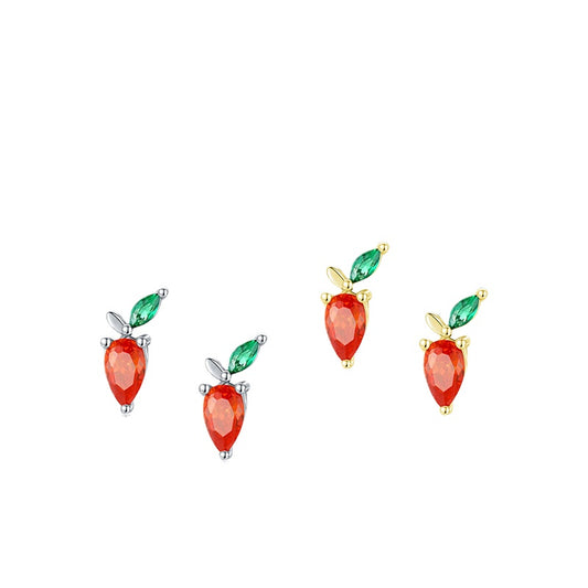 Sterling Silver Genie Radish Earrings with Zircon Gem