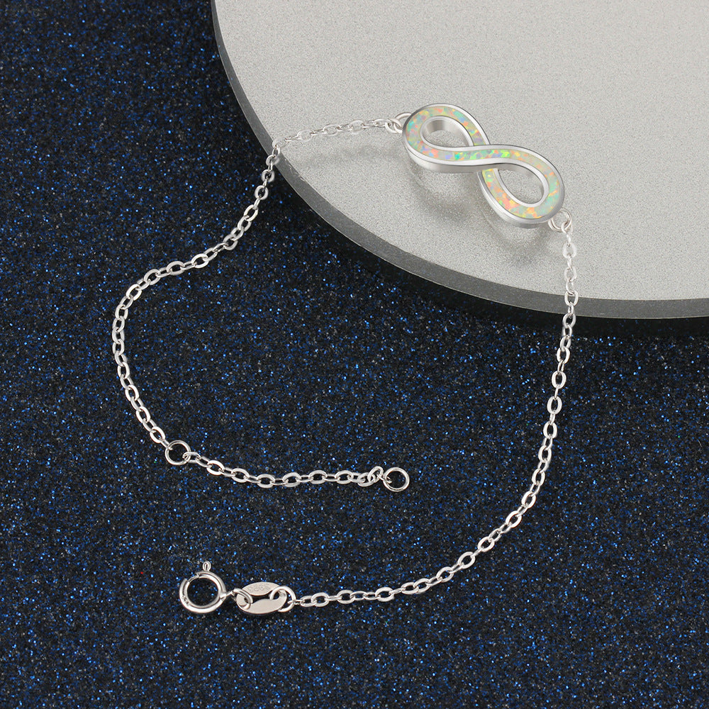 Opal Infinite Symbol Sterling Silver Bracelet