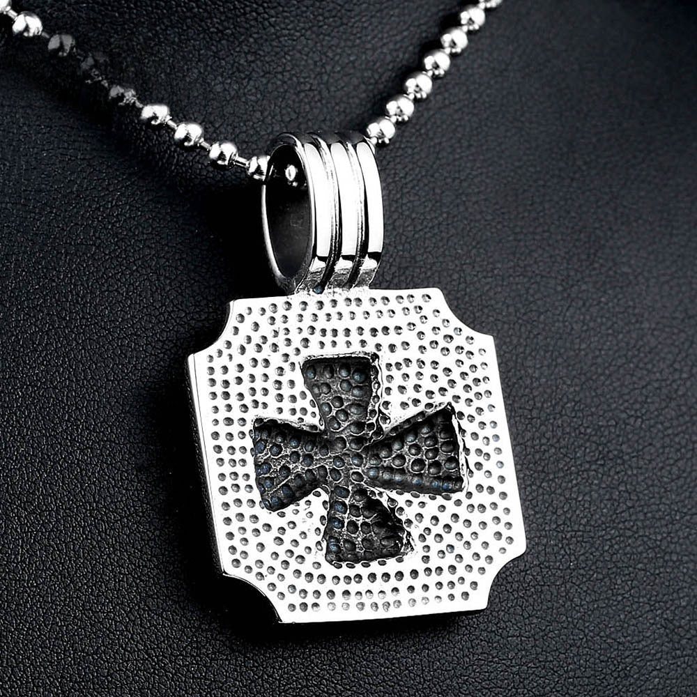 Vintage-Inspired Stainless Steel Cross Pendant for Men - Retro Epoxy Design