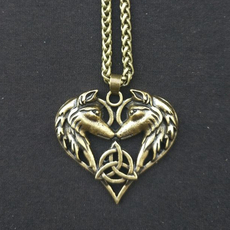 Enchanted Love Pendant Necklace for Couples - Viking Wolf Alloy Necklace