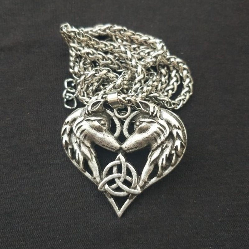 Enchanted Love Pendant Necklace for Couples - Viking Wolf Alloy Necklace