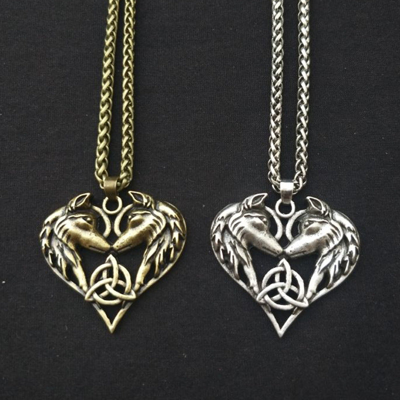 Enchanted Love Pendant Necklace for Couples - Viking Wolf Alloy Necklace