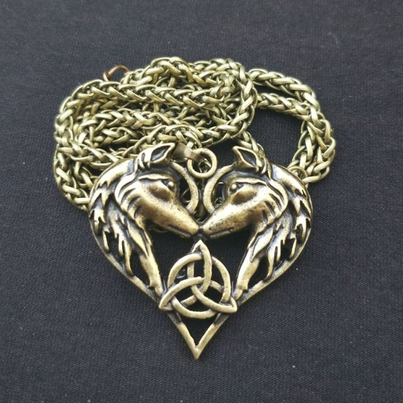 Enchanted Love Pendant Necklace for Couples - Viking Wolf Alloy Necklace