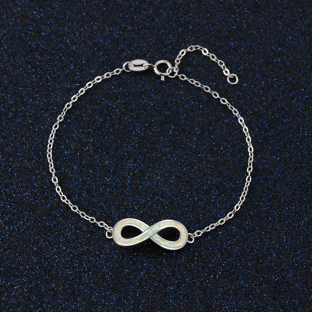 Opal Infinite Symbol Sterling Silver Bracelet