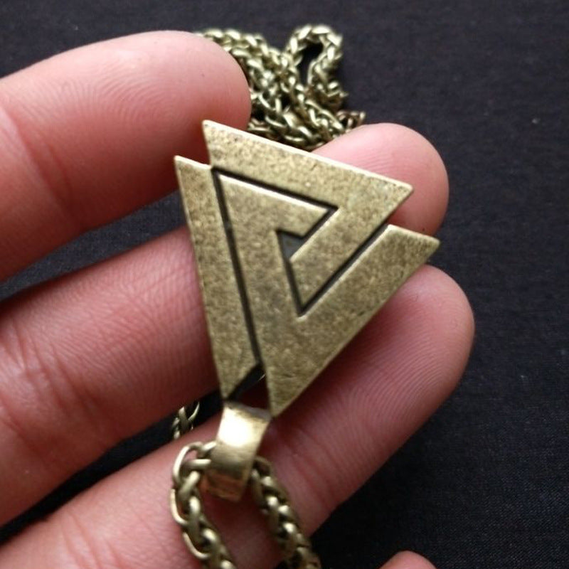 Norse Legacy Triangle Viking Necklace - Men's Nordic Totem Pendant