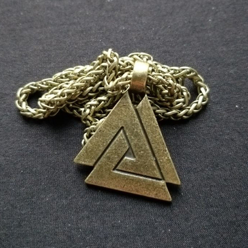 Norse Legacy Triangle Viking Necklace - Men's Nordic Totem Pendant