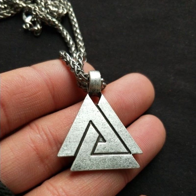 Norse Legacy Triangle Viking Necklace - Men's Nordic Totem Pendant