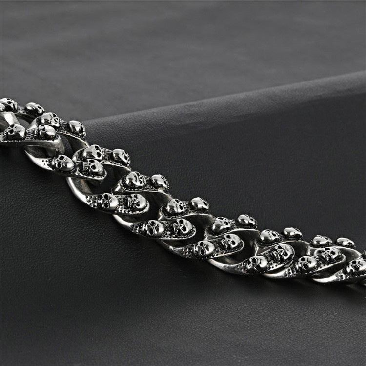 Titanium Steel Punk Skull Bracelet for Men – Bold and Edgy Fashion Statement