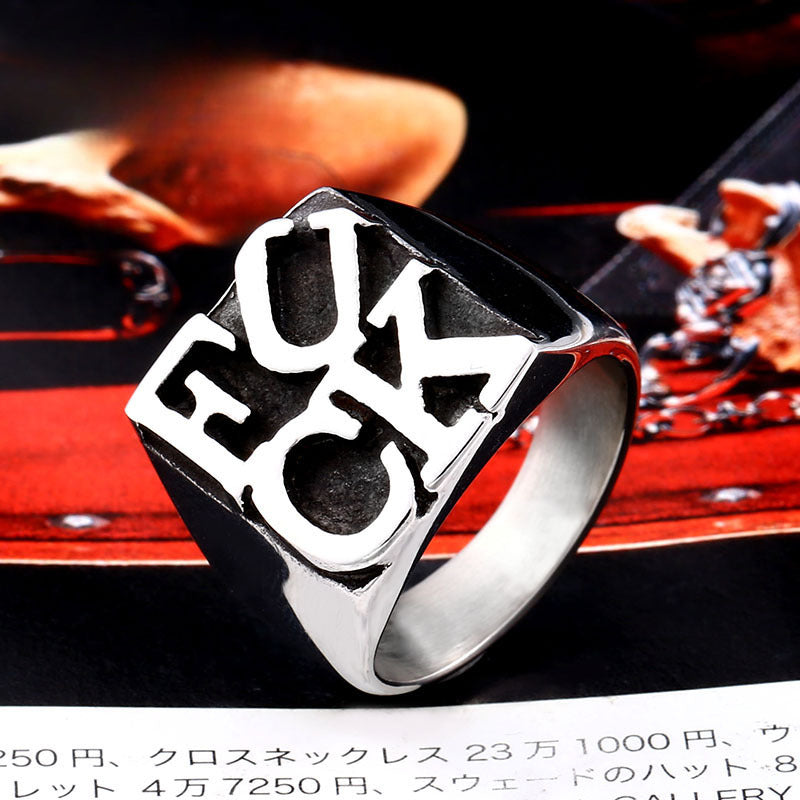 Custom Engraved Titanium Steel Ring for Men - Retro European and American Style, Sizes 7-13 Available