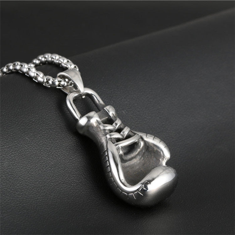 Titanium Steel Boxing Gloves Pendant Necklace - Trendy Fitness Jewelry for Men and Women