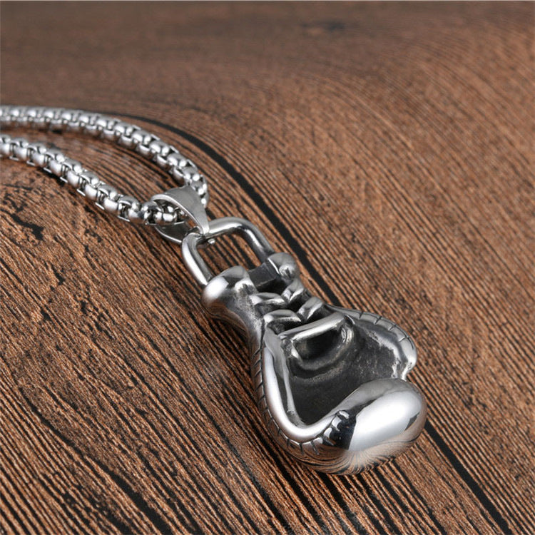 Titanium Steel Boxing Gloves Pendant Necklace - Trendy Fitness Jewelry for Men and Women