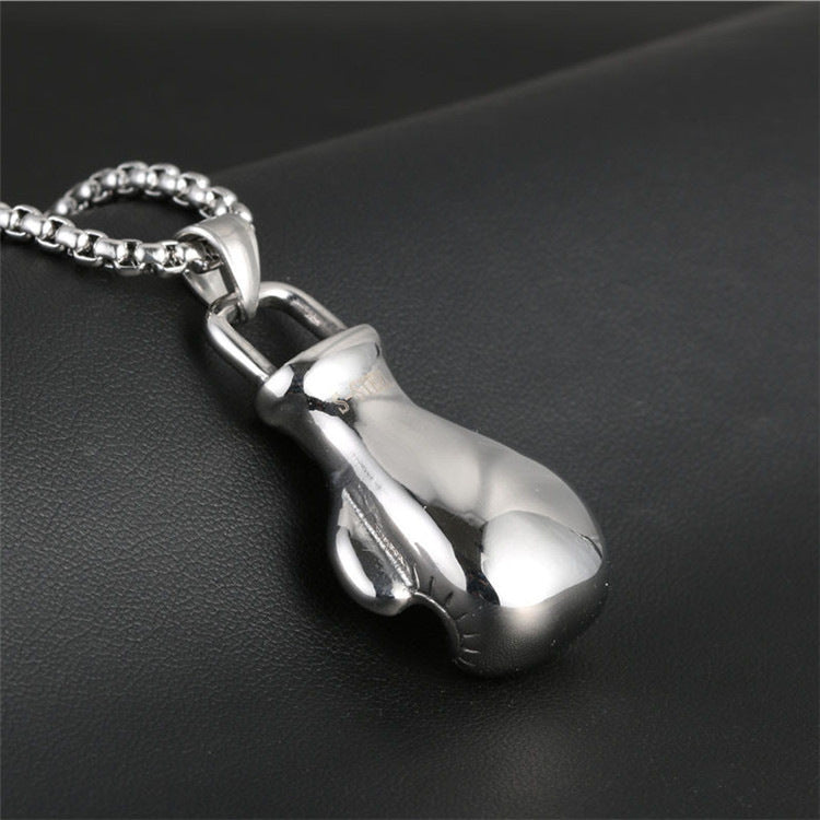 Titanium Steel Boxing Gloves Pendant Necklace - Trendy Fitness Jewelry for Men and Women