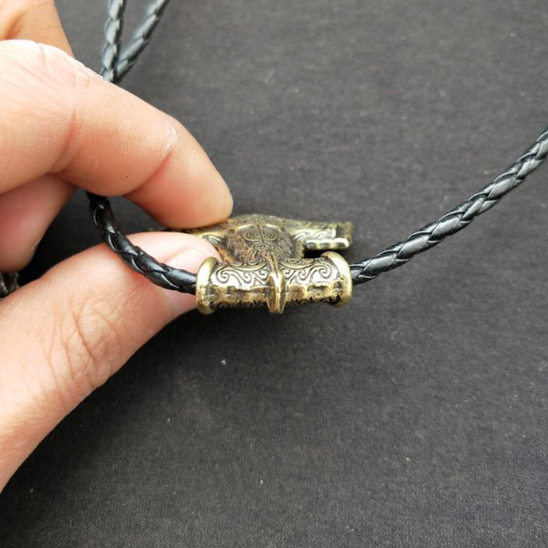 Ancient Norse Hammer Necklace with Crow Design