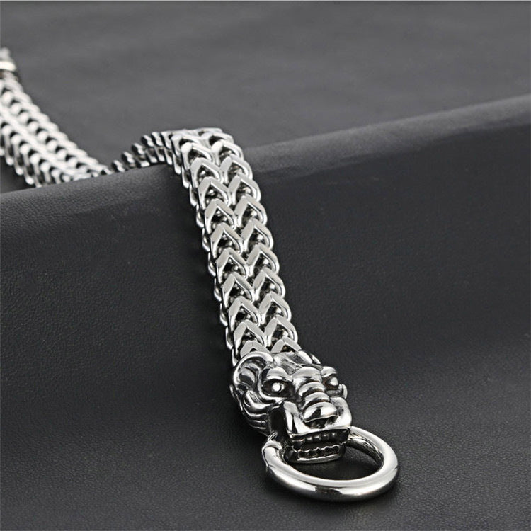 Titanium Steel Leopard Beast Bracelet for Men - Trendy Punk Style with Rugged Aesthetic