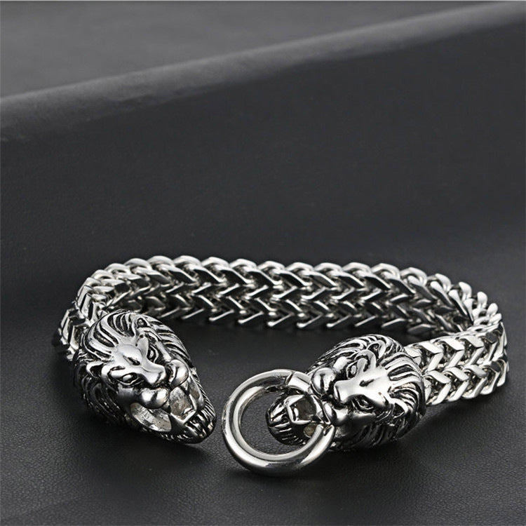 Titanium Steel Lion Hook Bracelet - Punk-Inspired Men's Jewelry for Bold Style