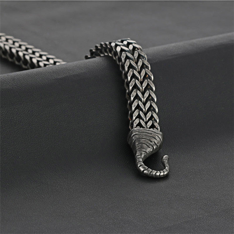 Titanium Steel Punk Hook Bracelet for Men - Trendy Rough Stainless Steel Tiger Design