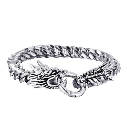 Titanium Steel Dragon Bracelet for Men - Edgy Punk Style with Dominant Personality