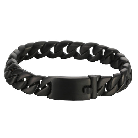 Titanium Steel Plated Black Punk Bracelet for Men - Trendy Rough Design