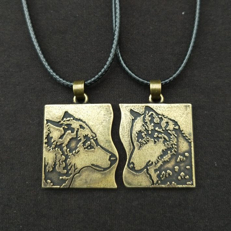 Slavic Wolf Head Necklace Set - Norse Legacy Jewelry Piece