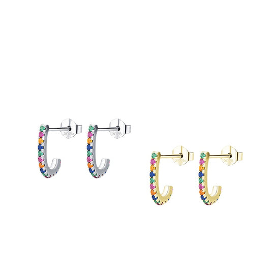 Everyday Genie Sterling Silver Rainbow Zircon Earrings