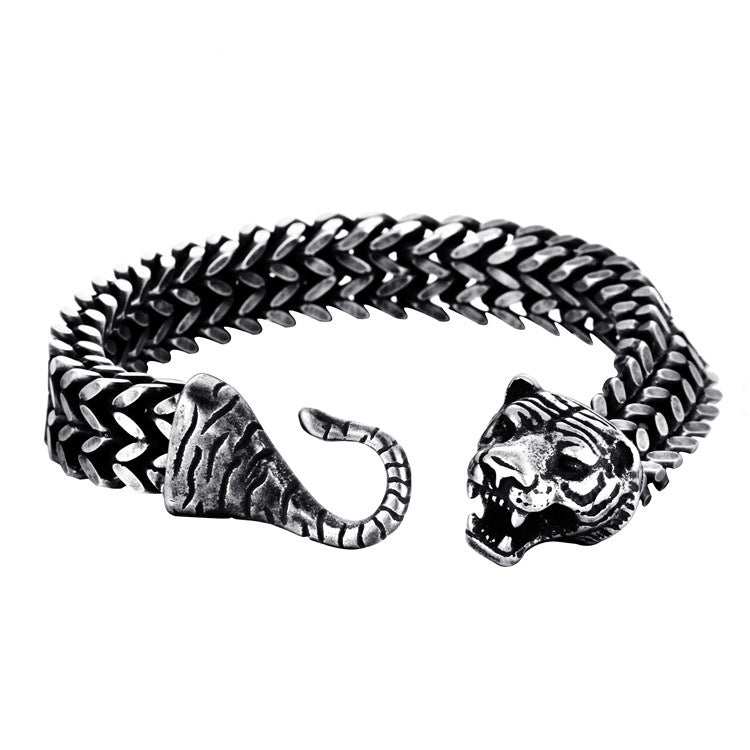 Titanium Steel Punk Hook Bracelet for Men - Trendy Rough Stainless Steel Tiger Design