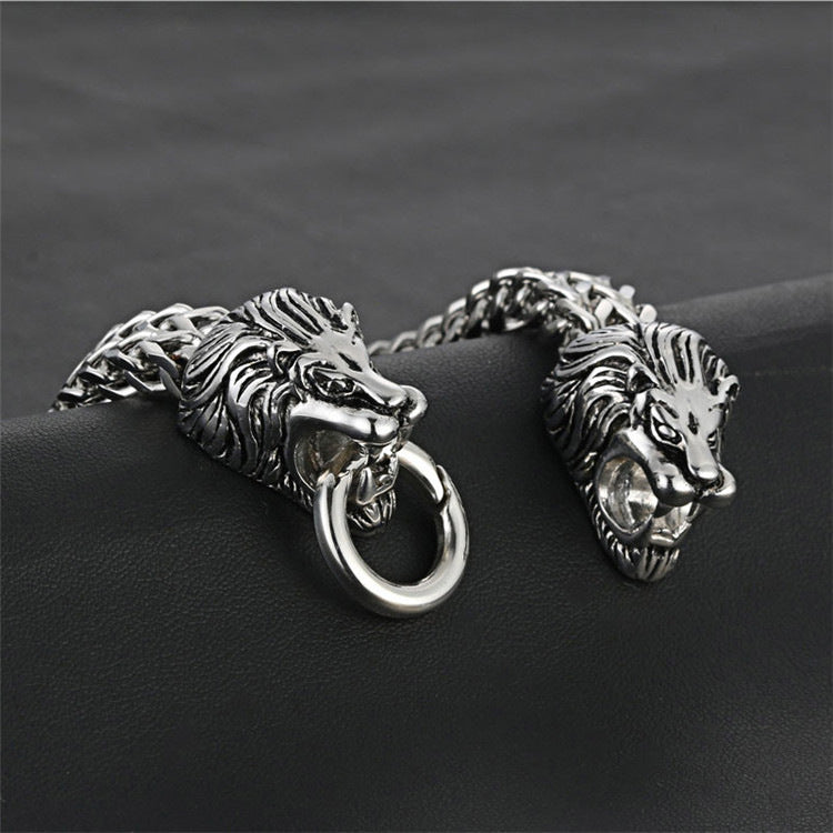 Titanium Steel Lion Hook Bracelet - Punk-Inspired Men's Jewelry for Bold Style