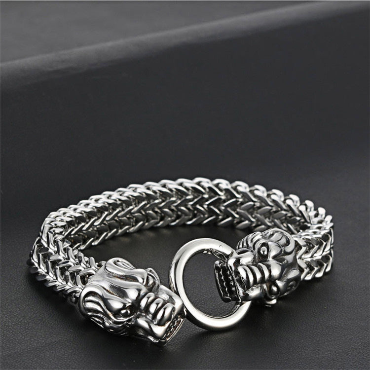 Titanium Steel Leopard Beast Bracelet for Men - Trendy Punk Style with Rugged Aesthetic