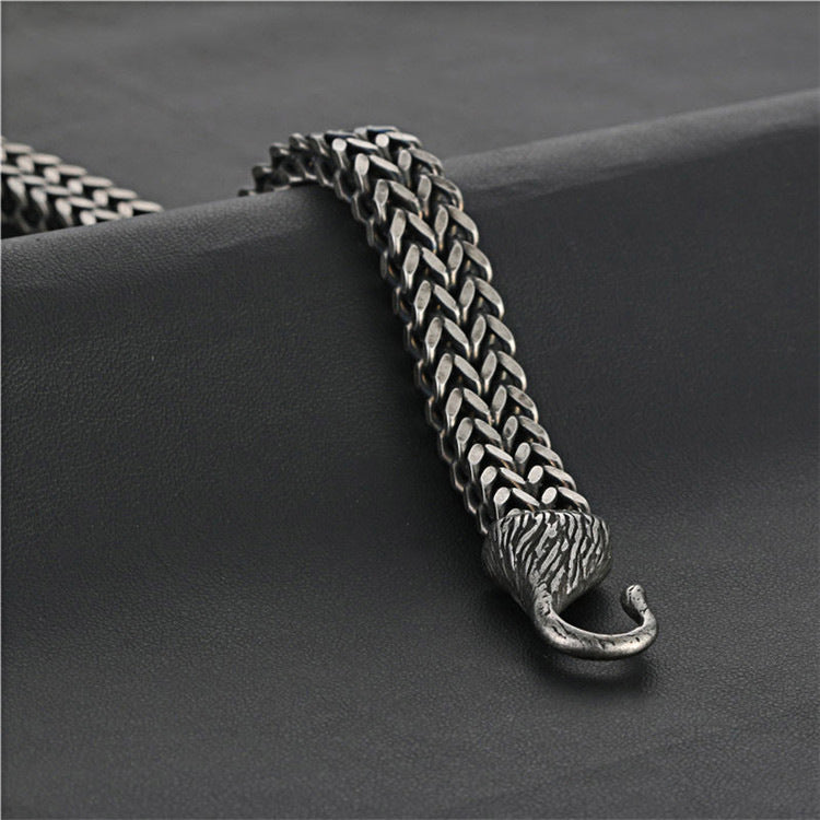 Titanium Steel Wolf Head Punk Bracelet for Men - Trendy Stainless Steel Accessory