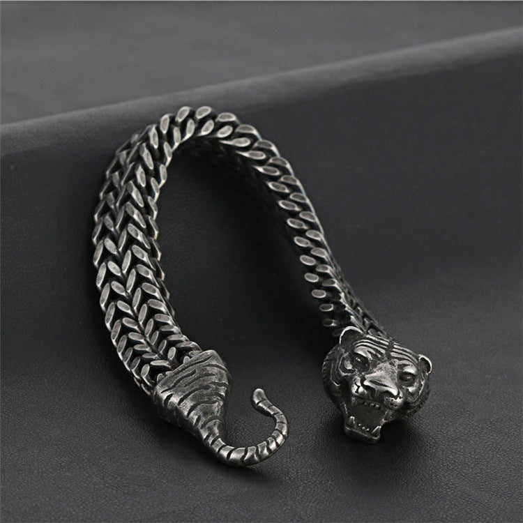 Titanium Steel Punk Hook Bracelet for Men - Trendy Rough Stainless Steel Tiger Design