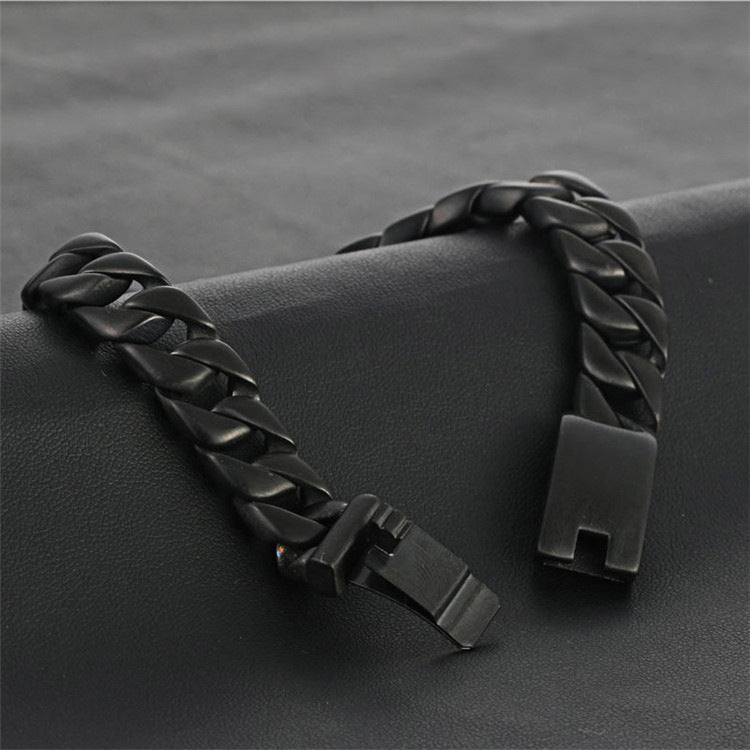 Titanium Steel Plated Black Punk Bracelet for Men - Trendy Rough Design