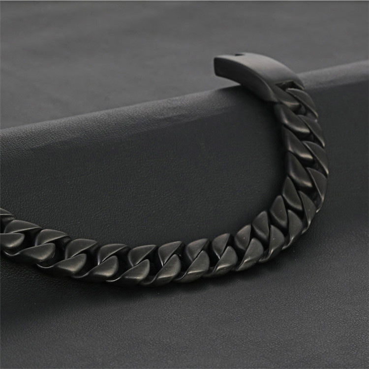 Titanium Steel Plated Black Punk Bracelet for Men - Trendy Rough Design