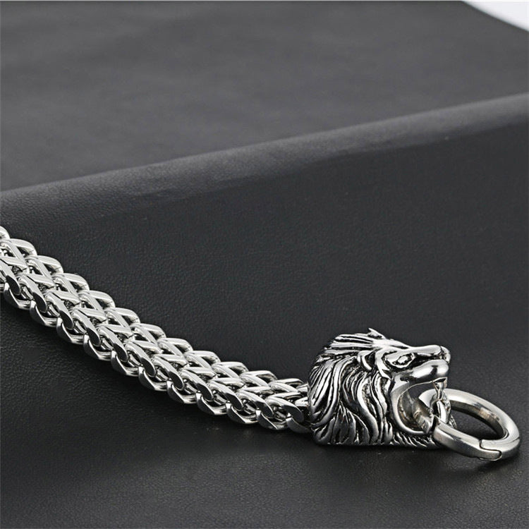 Titanium Steel Lion Hook Bracelet - Punk-Inspired Men's Jewelry for Bold Style