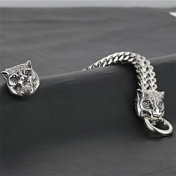 Titanium Steel Leopard Hook Bracelet for Men - Trendy Punk Style