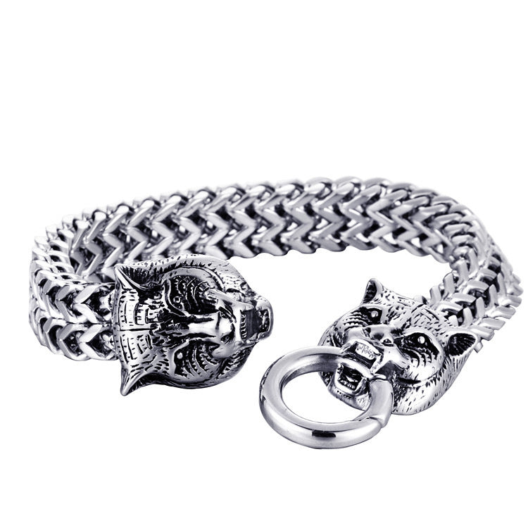 Titanium Steel Leopard Hook Bracelet for Men - Trendy Punk Style