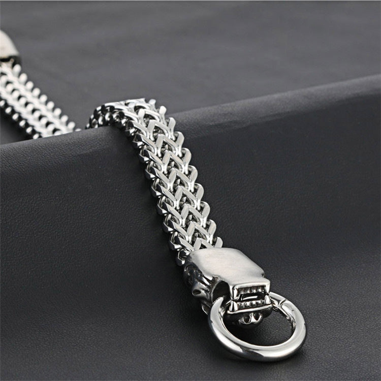 Titanium Steel Leopard Beast Bracelet for Men - Trendy Punk Style with Rugged Aesthetic