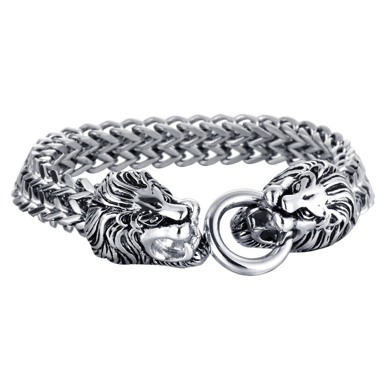 Titanium Steel Lion Hook Bracelet - Punk-Inspired Men's Jewelry for Bold Style