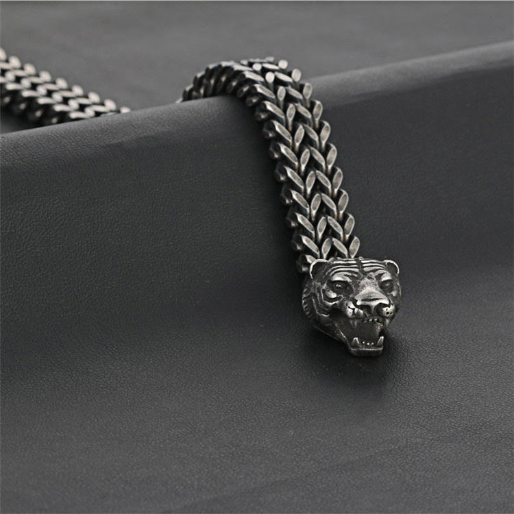 Titanium Steel Punk Hook Bracelet for Men - Trendy Rough Stainless Steel Tiger Design