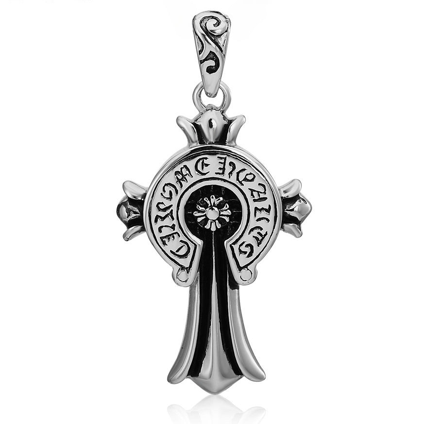 Gothic Celtic Cross Flower Titanium Steel Pendant for Men