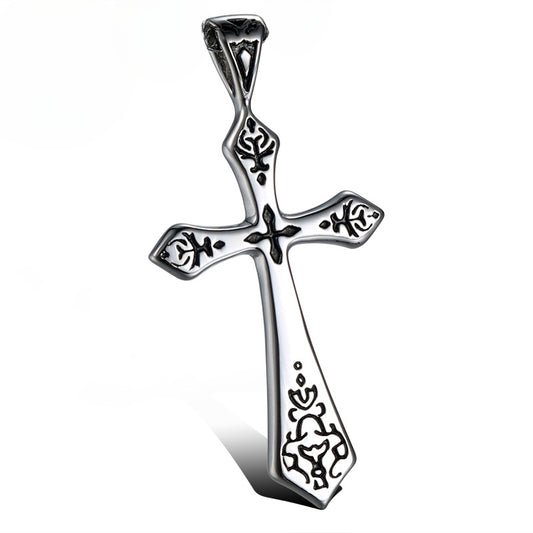 Retro-Inspired Double Cross Titanium Steel Pendant for Men - Personalized Stainless Steel Jewelry