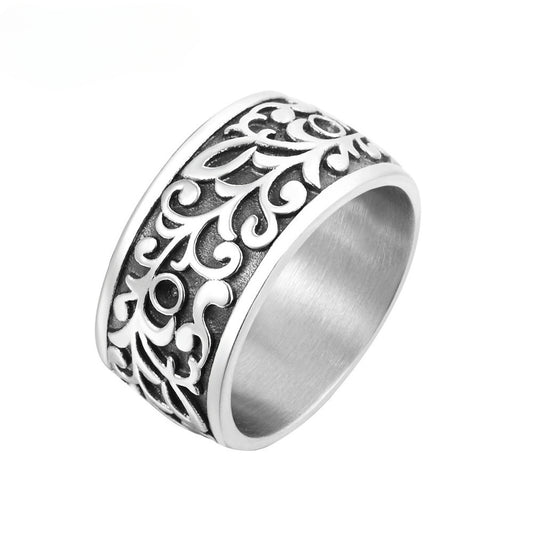 European and American Retro Totem Titanium Steel Ring