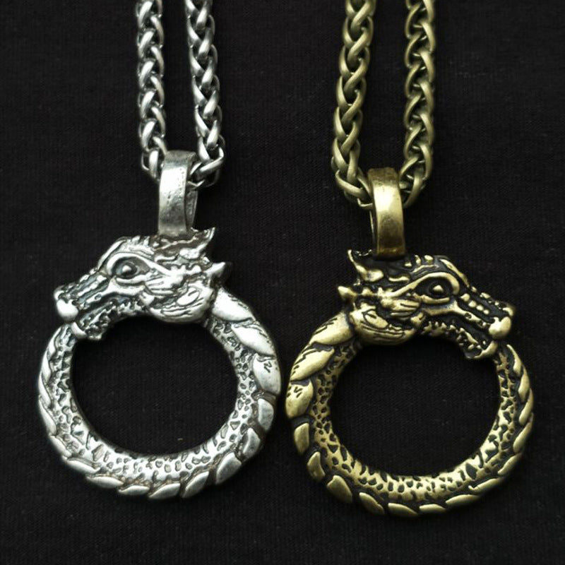 Dragon Pendant Necklace Inspired by Viking Odin - European and American Fashion Jewelry for Men