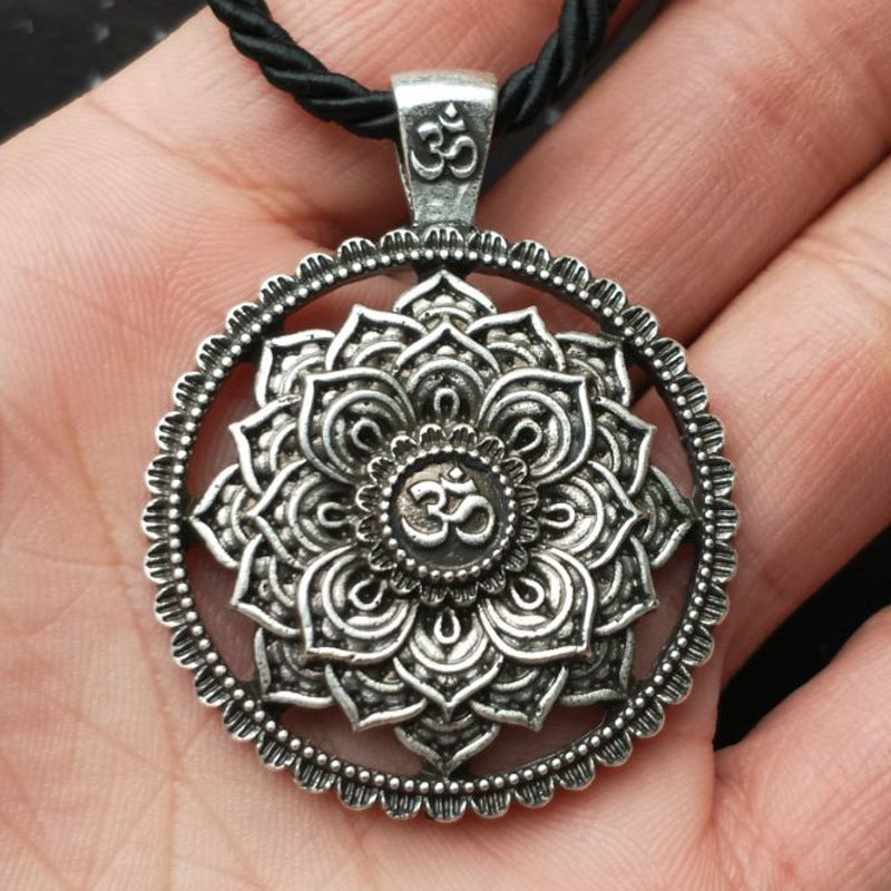 Enigmatic Norse Legacy Metal Mandala Necklace for Men