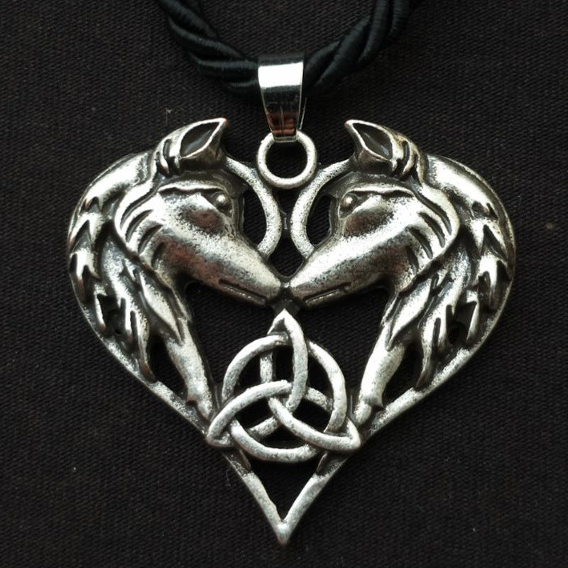 Enchanted Love Pendant Necklace for Couples - Viking Wolf Alloy Necklace