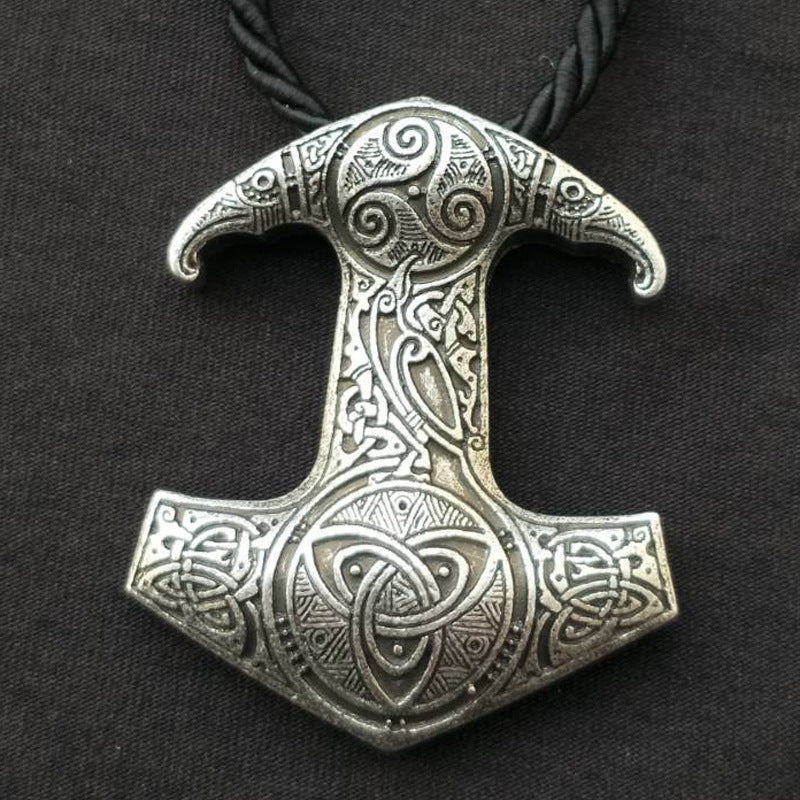 Raven King Necklace: Authentic Norse Men's Jewelry, Hammer of Thor Pendant