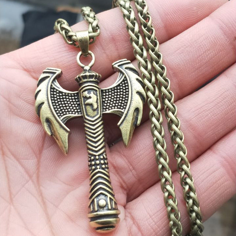 Viking Axe Pendant Necklace - Norse Legacy Handcrafted Metal Jewelry